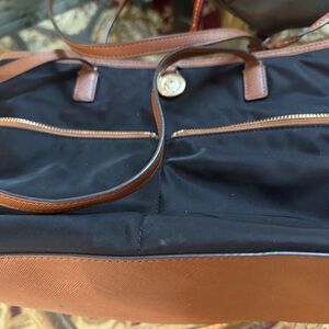 Michael Kors Black and Brown Bag with Gold Accent